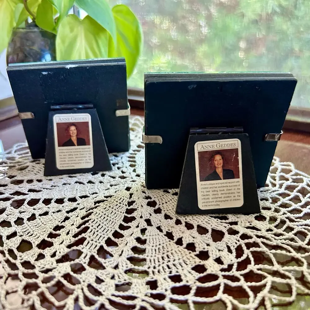 Set of 2 Vintage Anne Geddes 3” x 3” Mini Picture Frames